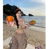 Bohemian Style Seaside Vacation Set Sanya Travel Chiffon Split Ethnic Style Wide-leg Trousers Set