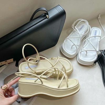 Fashion Sandalias Femininas Platform Shoes Sandales Femmes Cross-tied Summer Sandalen Dames 2024Casual Wedge White Sandals Zapatos Mujer