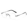 Rimless Edge-Cut Photochromic Myopia Glasses, Large Frame Anti-Blue Light, Fashionable Style