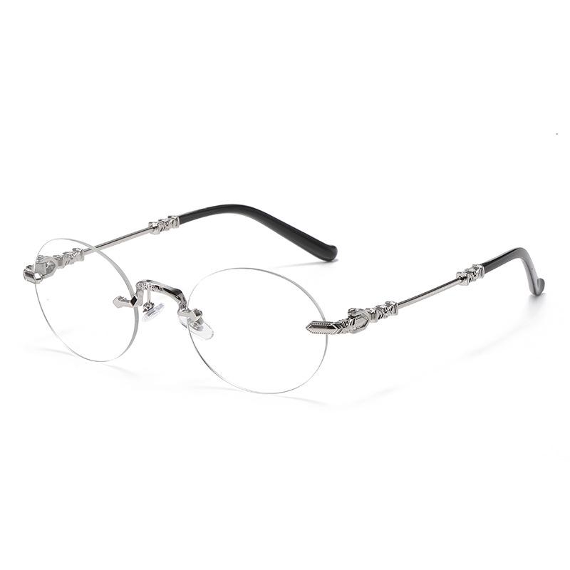 Rimless Edge-Cut Photochromic Myopia Glasses, Large Frame Anti-Blue Light, Fashionable Style