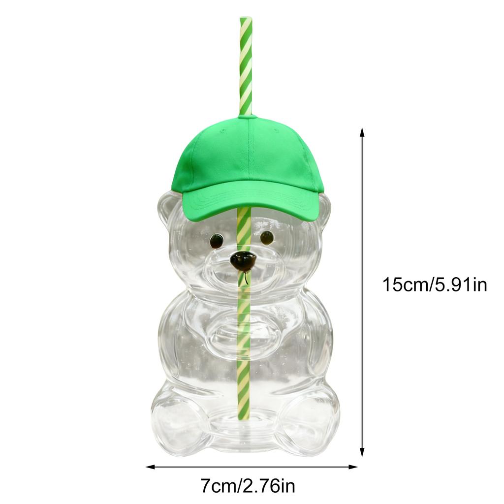Christmas Bear Glass Jar Cute Transparent Cold Cup with Straw Reusable Water Bottle Milk Beverage Tumbler for Holiday Party