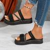Fashion Fashion Sandals Women PU Leather Metal Detailed Buckle Strap Plus Size 42 Summer Beach Ladies Mid-heel Shoes