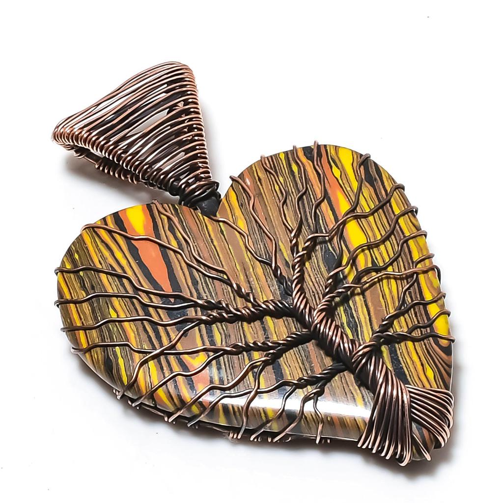 Mosac Ballon Jaspis Hänge, Ädelsten 999 Koppartråd Insvept Smyckeshänge, Handgjort Smycke Födelsesten Hänge, Gåva Till Honom