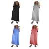 Women's Loose Maxi Dress V-Neck Short Sleeve Long Dress Summer Casual A-Line Beach Sundress