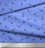 Soimoi Blue Japan Crepe Satin Fabric Axe Hardware Printed Craft Fabric by the metre 42 Inch