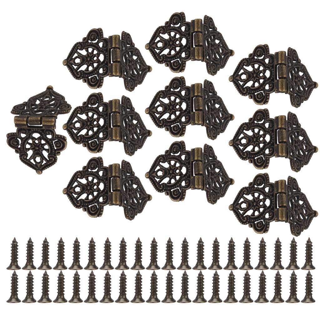Antique Decorative Hinges Green Bronze Printing Zinc Alloy Furniture Wooden Box Gift Box DIY Hinges