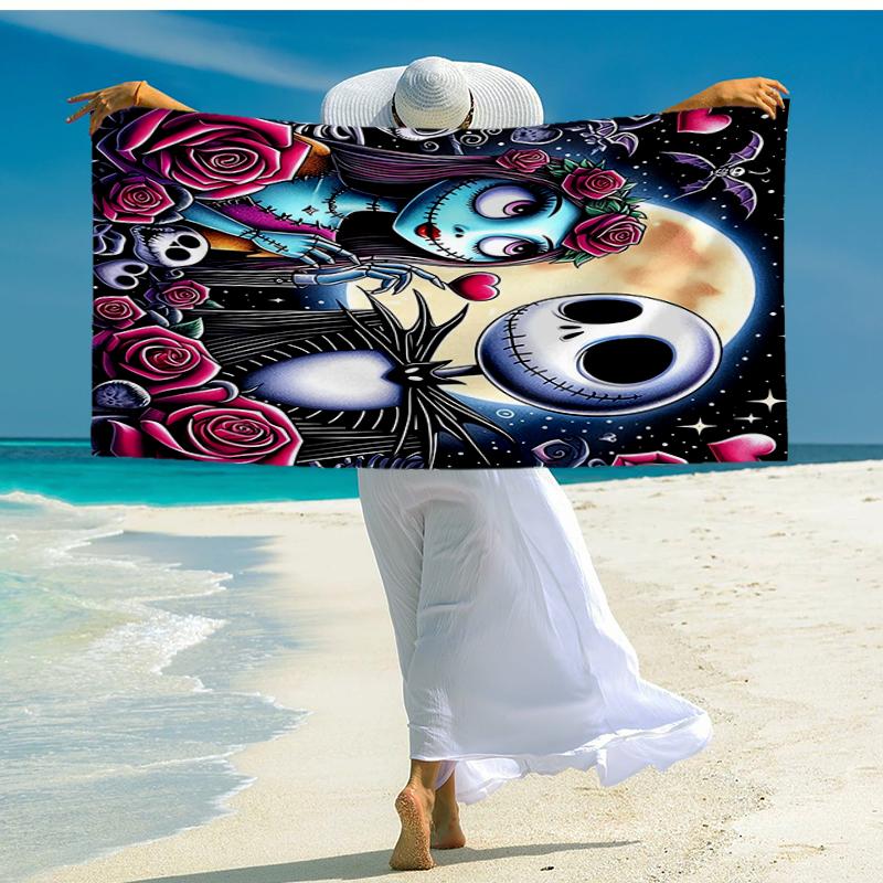 Ultra-Soft Beach Towel with The Nightmare Before Christmas Theme,Ideal for Pool - Camping, Diving - Perfect Travel Essential, Vibrant Beach Towel.