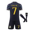 Real Madrid Vinicius Dětský Fotbalový Dres Set Polyester Prodyšný 150-160cm Černý