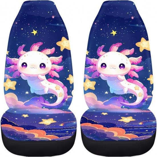 

Xoenoiee Wild Tiger Print Car Seat Covers Front Seats Only 2 Pieces Car Interior Protector Auto Bucket Seat Cover Anti-Slip Car Seat Covers Axolotl and Galaxy