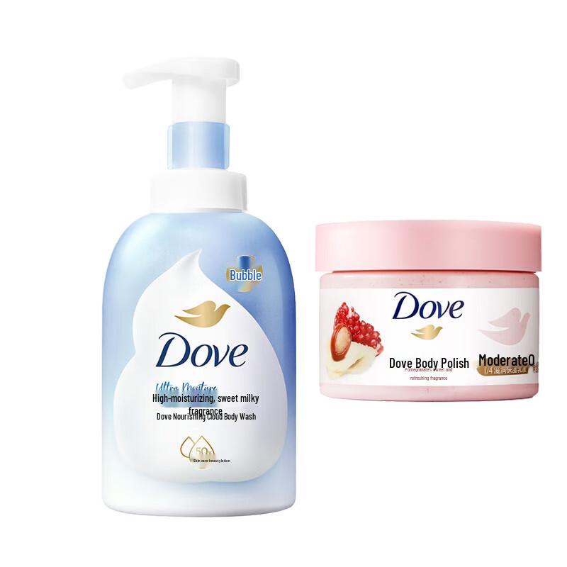Dove Deeply Nourishing Shower Foam & Pomegranate Body Scrub Set