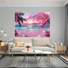 Summer Illusion Beach Tapestry Powder Sand Star Twinkle Neon Palm Wave Surge Living Room B&B Room Decoration