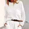 Autumn and Winter Sweaters, Women's Round-neck Long-sleeved Pocket Knitted Sweaters, Laid-back Style Sweaters