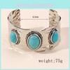Retro Ethnic Alloy Open Hand Accessory With Green Turquoise