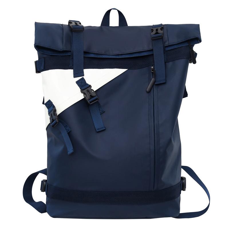 

Водонепроницаемый сворачивающийся рюкзак Splicing для мужчин, большая вместимость, дорожная сумка, легкая спортивная сумка для фитнеса синий