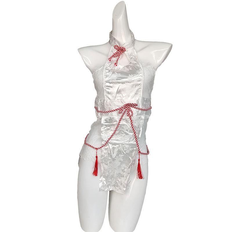 Mulan Retro Print Cheongsam Pajama Set - Sexy, Slim, High Slit, Bodycon Lingerie In Ancient Style