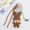 Yogodlns Lovely Bunny Cartoon PU Leather Pendant  Cute Bag Accessories Girl Woman Gift Key Chains