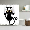 Cartoon Small Black Cat Bath Print Waterproof Bath Curtain