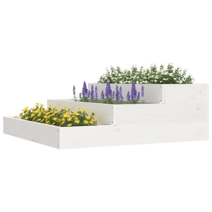 VidaXL Jardinière Blanc 78x78x27 cm Bois massif de pin 823907