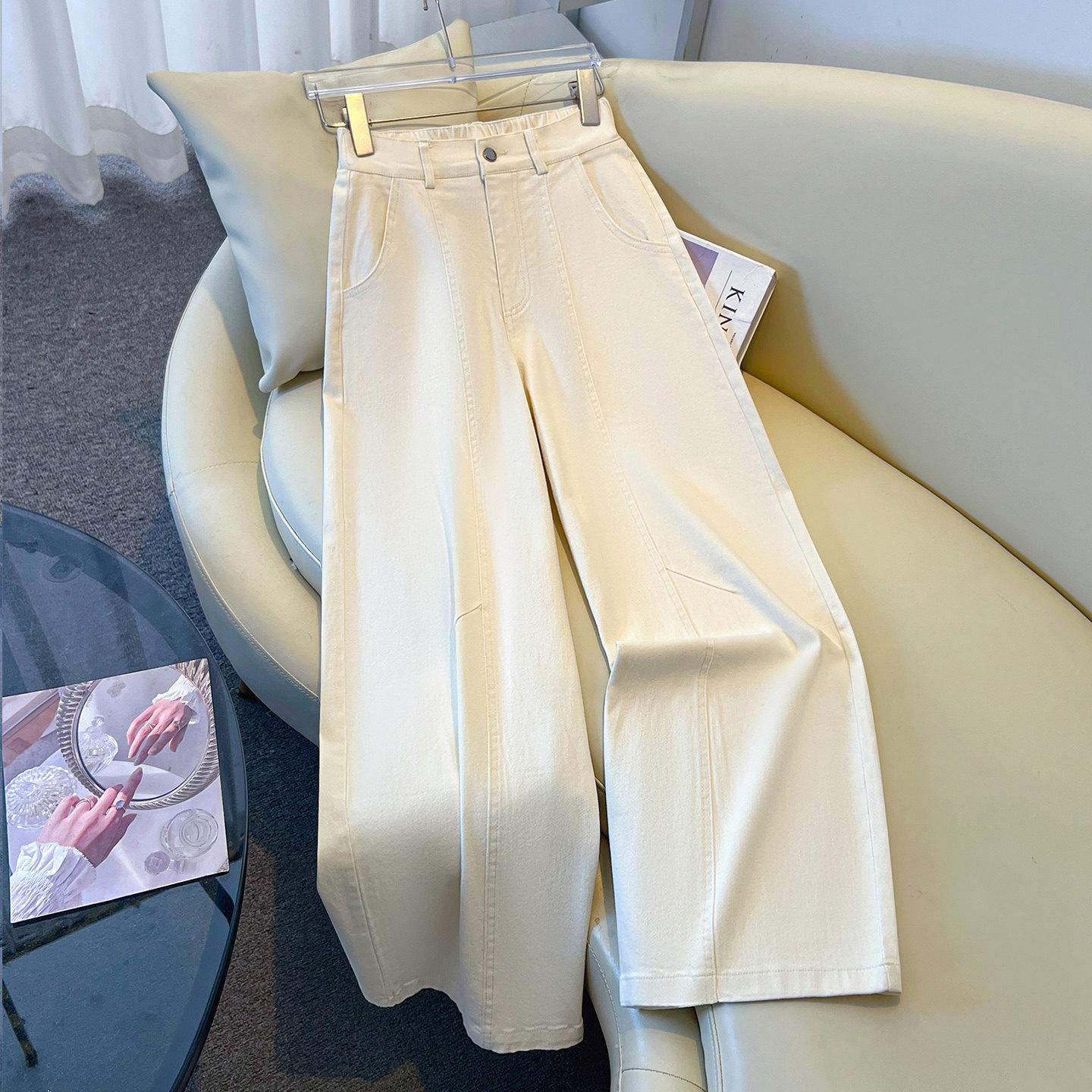 

Melanoid Brown High Waist Wide Leg Scissor Cut Jeans for Women - Spring 2026 Cropped Straight Leg Pants XL 29 абрикосовий