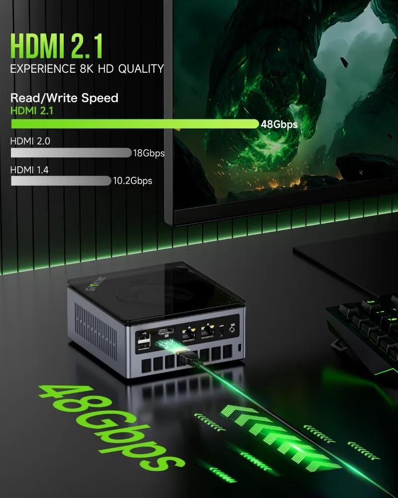 GMKtec M7 Mini PC R7 PRO 6850H Windows 11 Pro DDR5 4800MHz NVMe PCIe 3.0 WiFi 6 BT5.2 USB4.0 2 Fans 70W TDP Oculink Port Gaming