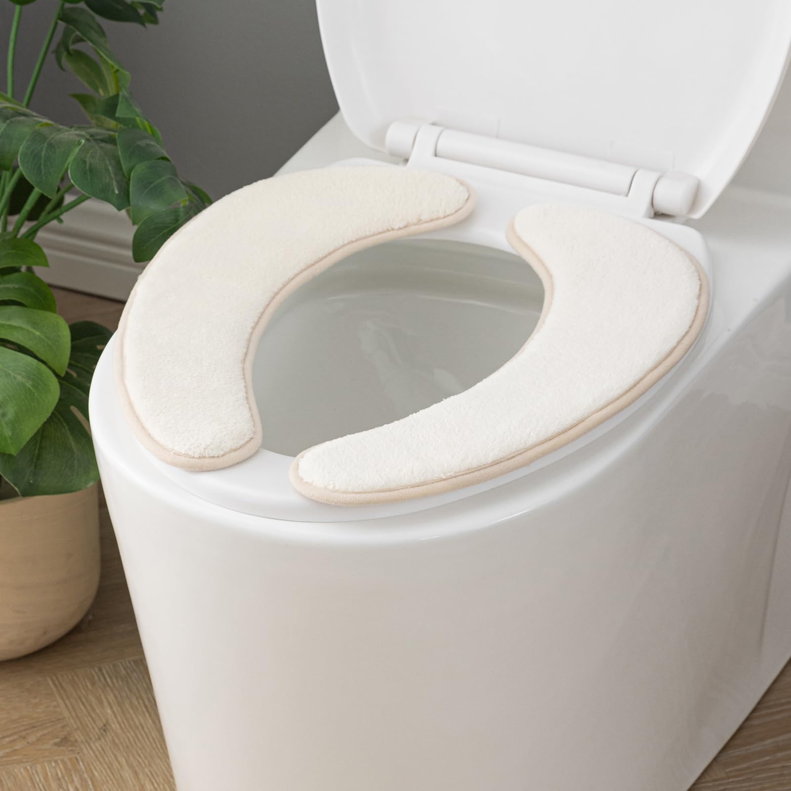 

BOBO Toilet Seat Toilet Seat Stays in Suction Type Toilet Sets Ivory Navy Beige Combination Set Cover, Flannel, Place, Seat, [3 Included] Deodorizing,