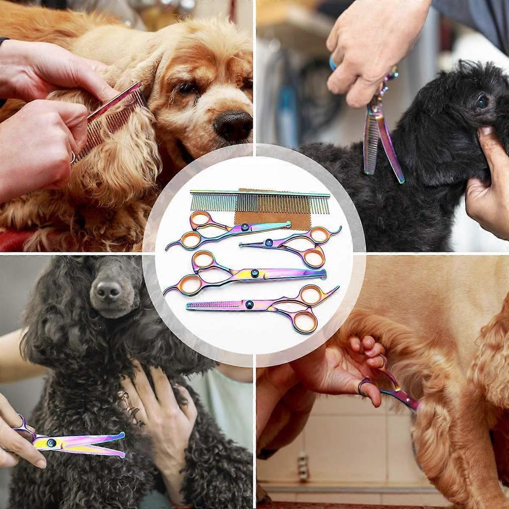 Dog Grooming Kit Pet Grooming Scissors Set Professional Pet Trimmer Kit Stainless Steel Dog Cat Hair Care Cutting Scissors