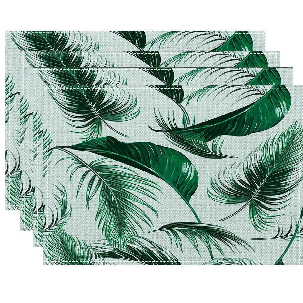 4/6/8pcs Tropical leaves Placemat Kitchen Dining Room Dining Table Anti-scalding Heat Insulation Mat