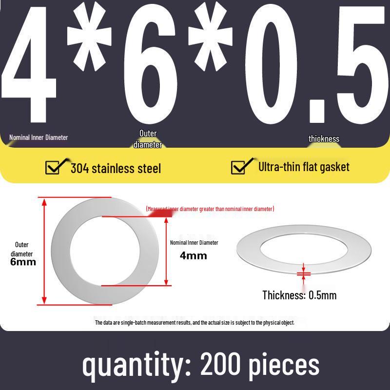 Plochá podložka z nerezové oceli 304 pro nastavení vůle hřídele (0,1/0,2/0,3 mm)