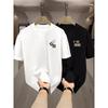 Versatile T-shirt Nera in Seta Ghiaccio: Unisex Estate Stile Hong Kong, Trendy Manica Corta per Coppie