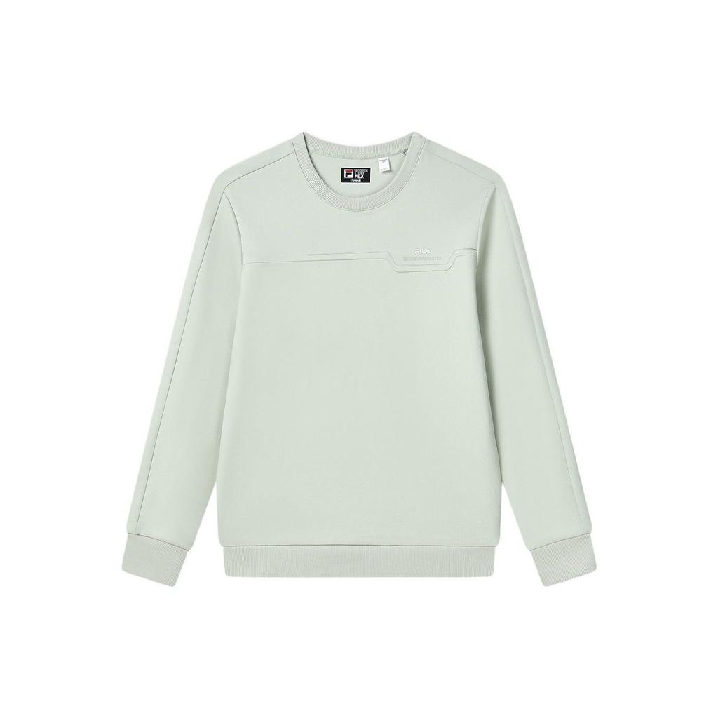 Fila Solid Color Crew Neck Casual Pullover Sweatshirt Men Sweatshirt Willow-Green F11M317204F-TQ