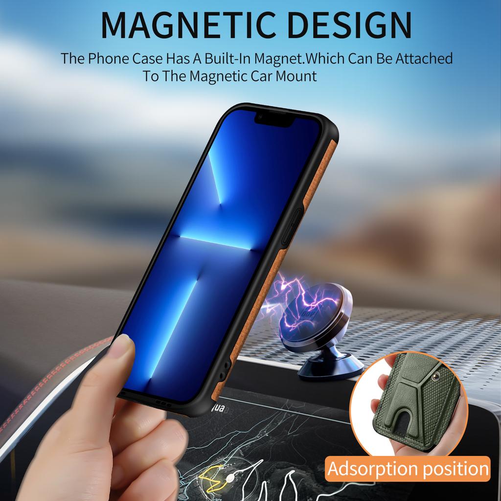 Magnetic Card Holder Wallet Stand Case for IPhone 16 Pro Max 16e 13 11 12 14 15 Plus XR X XS Bag Cover Carbon Fiber Pocket Cover