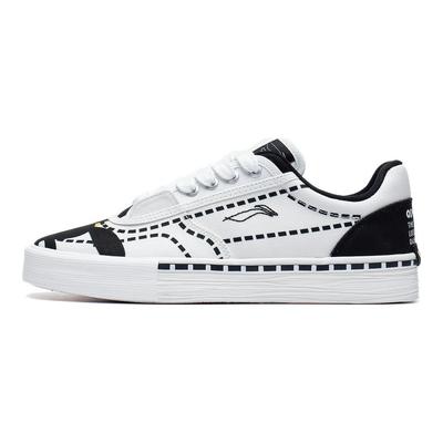 Li Ning Disney Oswald X  50/50 Non-Slip Wear-Resistant Low-Top Skate Shoes Women Sneakers White Black AECT012-2