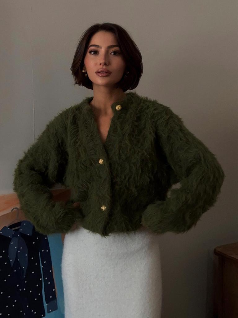 Faux Mink Knit Cardigan for Women Soft Fuzzy Sweater 2026 Fall Winter Fashion Warm Outerwear