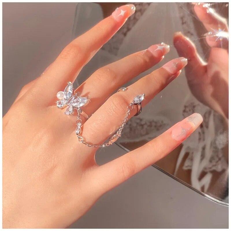 Fashion Butterfly Ring Gradual Drip Oil Opening Adjustable Ring Birthday Party Holiday Jewelry Gift Accessories