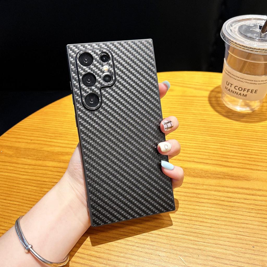 Carbon Fiber Texture Phone Cover For iPhone 15 14 Pro Max 13 12 Pro 11 Samsung S24 S23 Ultra S22 Glossy Shockproof Soft TPU Case