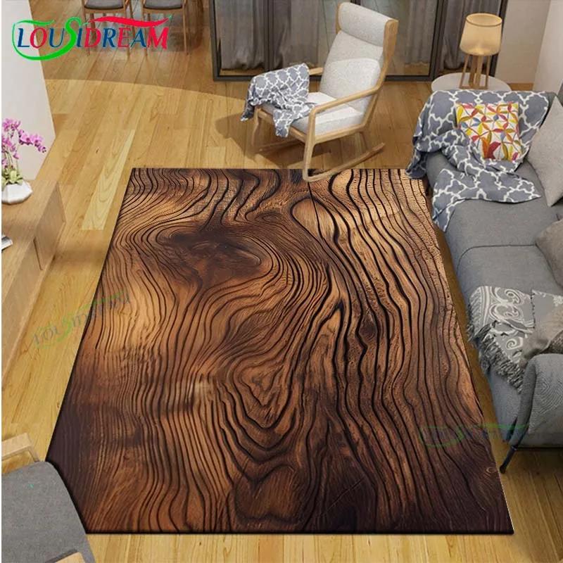 Classical Wood Grain Decor Carpet for Outdoor Balcony Garden Coffee Table Bedroom Area Rugs Kitchen Un-slip Floor Mat Alfombra