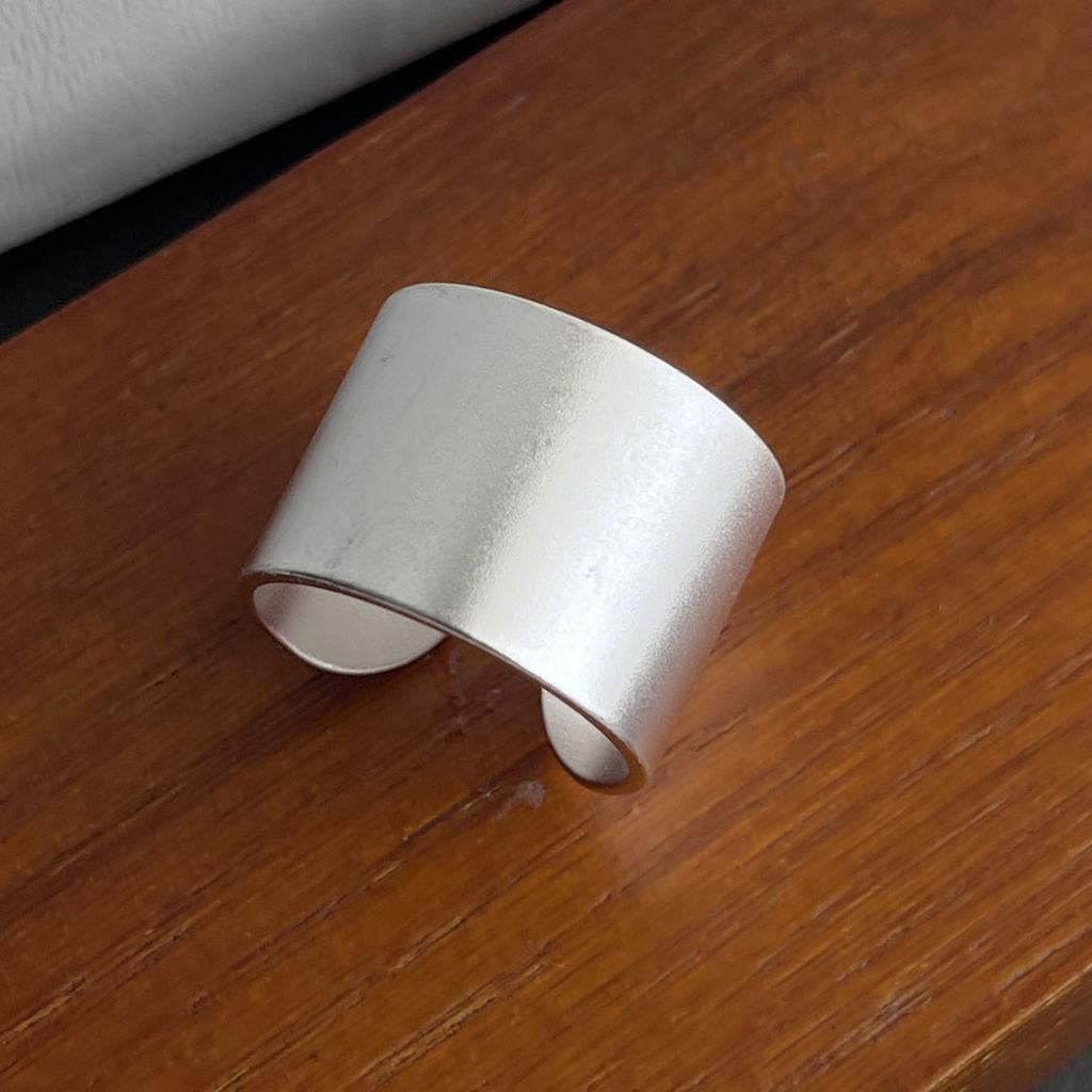 925 Sterling Silver Rings For Women Geometric Fine Jewelry Finger Adjustable Simple Wide Gold Ring For Party Birthday Gift