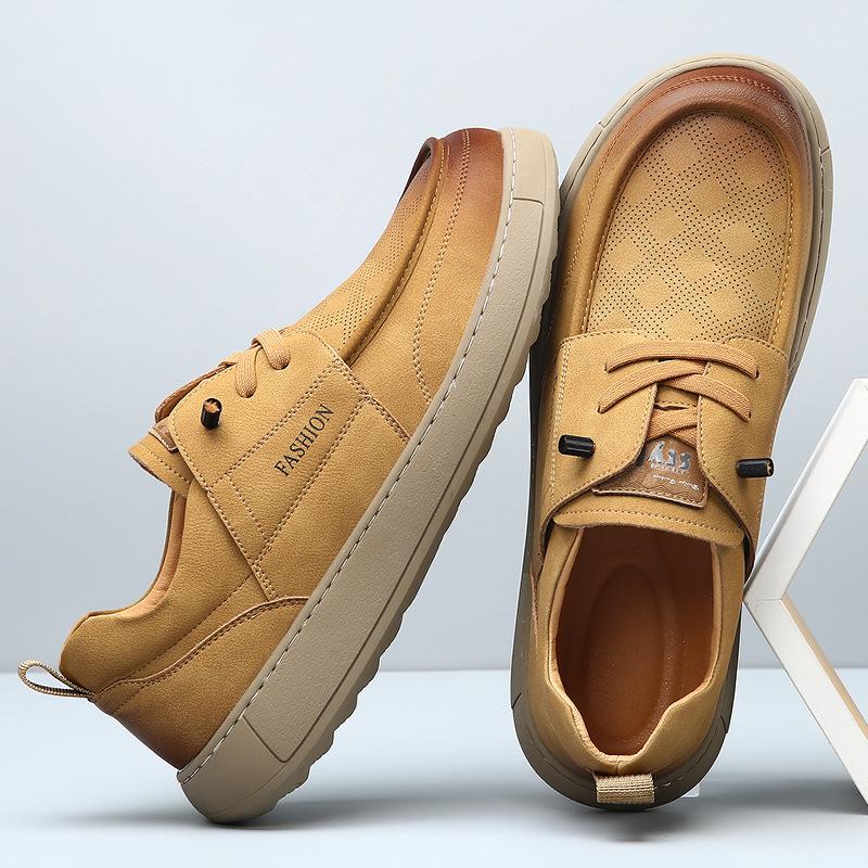 Fashion New Autumn Fashion Business Casual Shoes for Men Solid Color Cow Leather Loafers Male Soft Sole Lace Designer Shoes Man