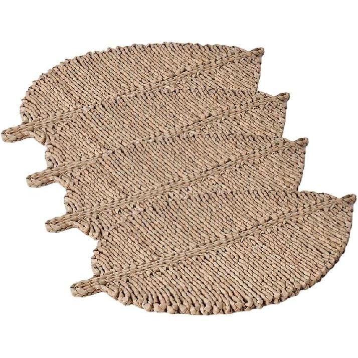 Hand Woven Place Mats Set Shape Boho Wicker Table Place Mats for Dinning Table,Home,Wedding (S:9.5x6.3”)