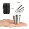 Stainless Steel 4-piece 30/70ml Small Wine Glass, Mini Portable Travel Camping Drinking Cup, Mug, Coffee Beer Glass with Leather