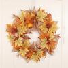 40cm Thanksgiving Pumpkin Wreath with Dual Tone Maple Leaves and Decorative Mesh for Seasonal Home Wall Door Decoration