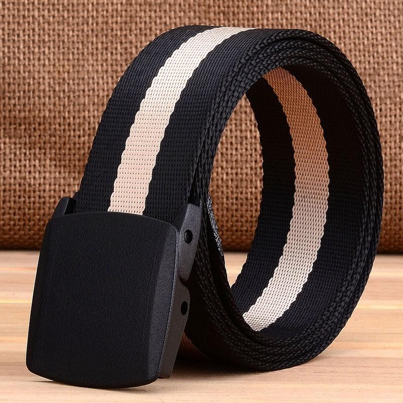 TUSHI Classic Ykk Plastic Buckle High-strength Nylon Elegant Stripe Men Women Canvas Knitted Belt