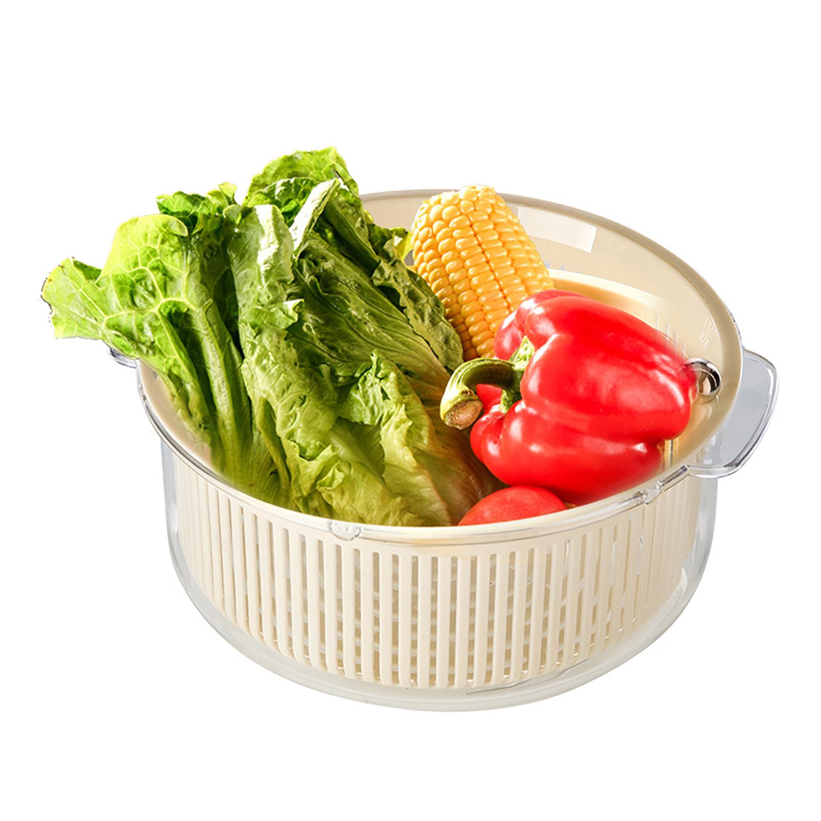 

Kitchen Colander Set with Bowl Strainer Rotating Double Layer Drain Basket Fruit Vegetables Washing Basket