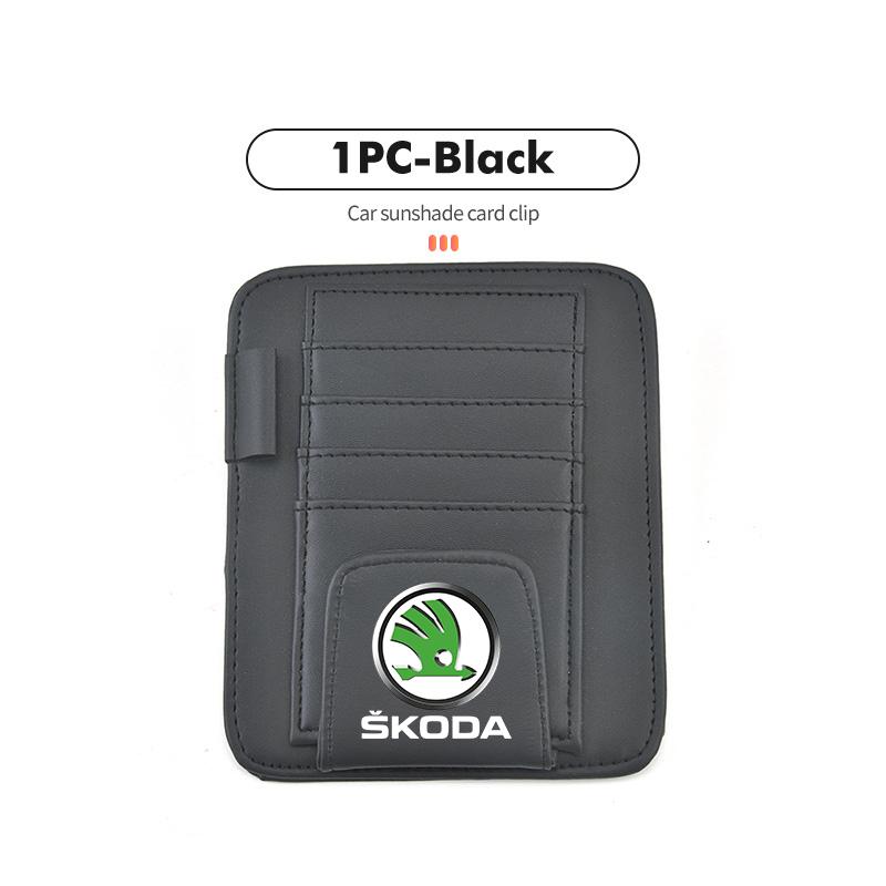 Cqmes7 For Skoda Car Sunvisor Storage Clip Multi-Pocket Card Ticket Clip Organizer Interior Accessories Octavia A5 A4 Mk1 2 Fabia