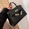 Bag 2025 New Bag Women's Fashion High-end Sense Crocodile Pattern Crossbody Portable Kelly Bag Mini