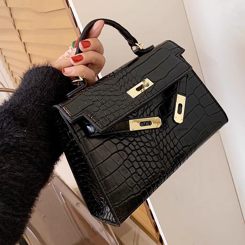 Bag 2025 new bag women's fashion high-end sense crocodile pattern crossbody portable Kelly bag mini