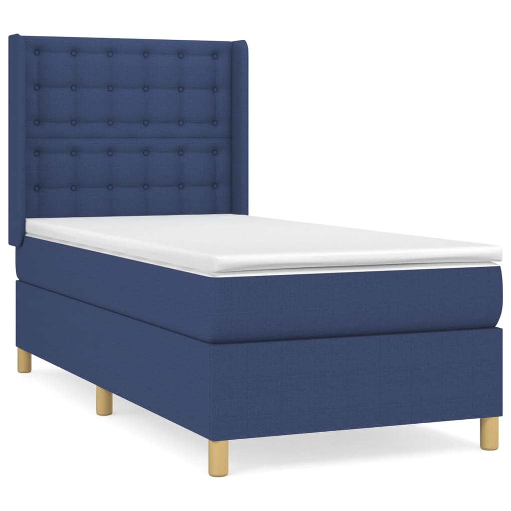 Box Spring Bed with Mattress Blue 100 x 200 cm Fabric