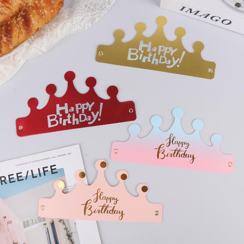 25Pcs Creative Happy Birthday Hat Crown Cap Diy Handmade Party Decor Po Prop For Adult Kids Cake Ornament