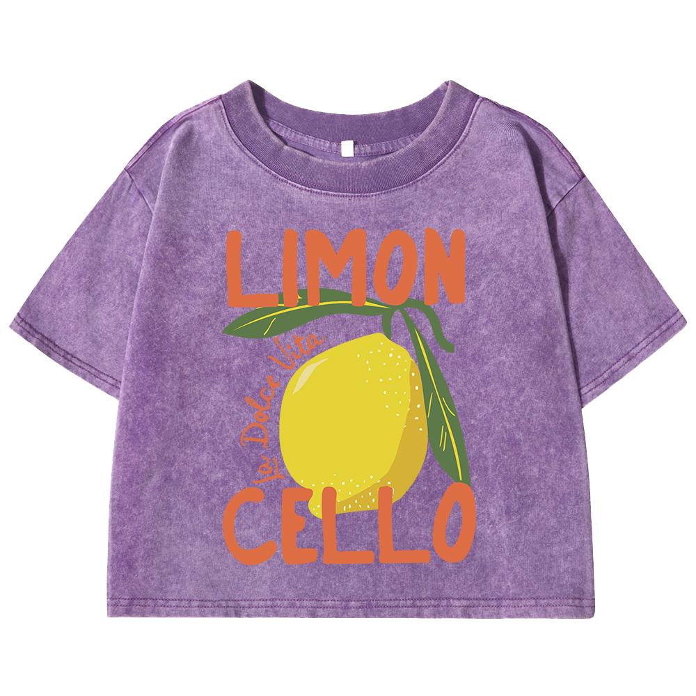 Creative Lemon Fruit Cello Printed Women Washed T Shirt Summer Fashion Short Sleeve Cotton T-Shirt Soft Slim Y2K Tops