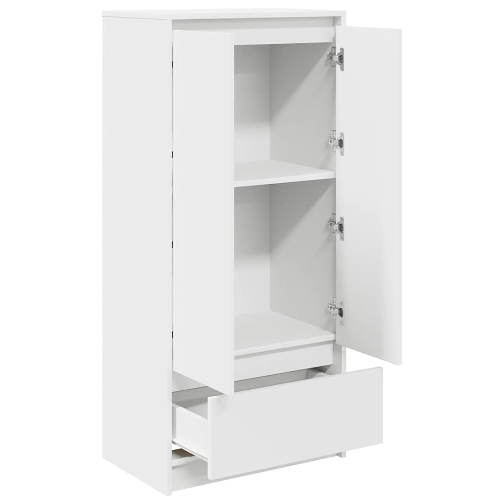 White Cabinet with Drawer 55.5 x 34 x 119.5 cm Engineered Wood